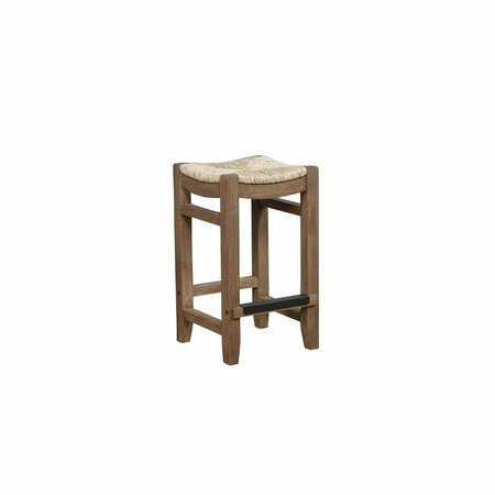 KD CAMA DE BEBE 26 in. Newport Wood Counter Height Stool with Rush Seat KD3239643